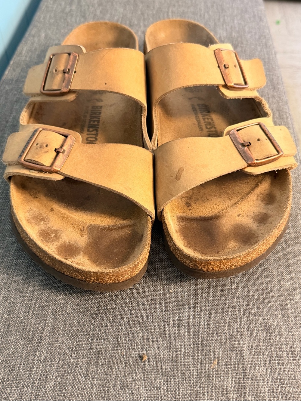 Birkenstock Arizona Double Strap Sandals Size 45 Brown Suede EUC - Picture 2 of 4
